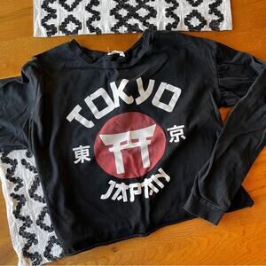 Local Lab Black Tokyo Japan Graphic Long Sleeve Shirt juniors size small S